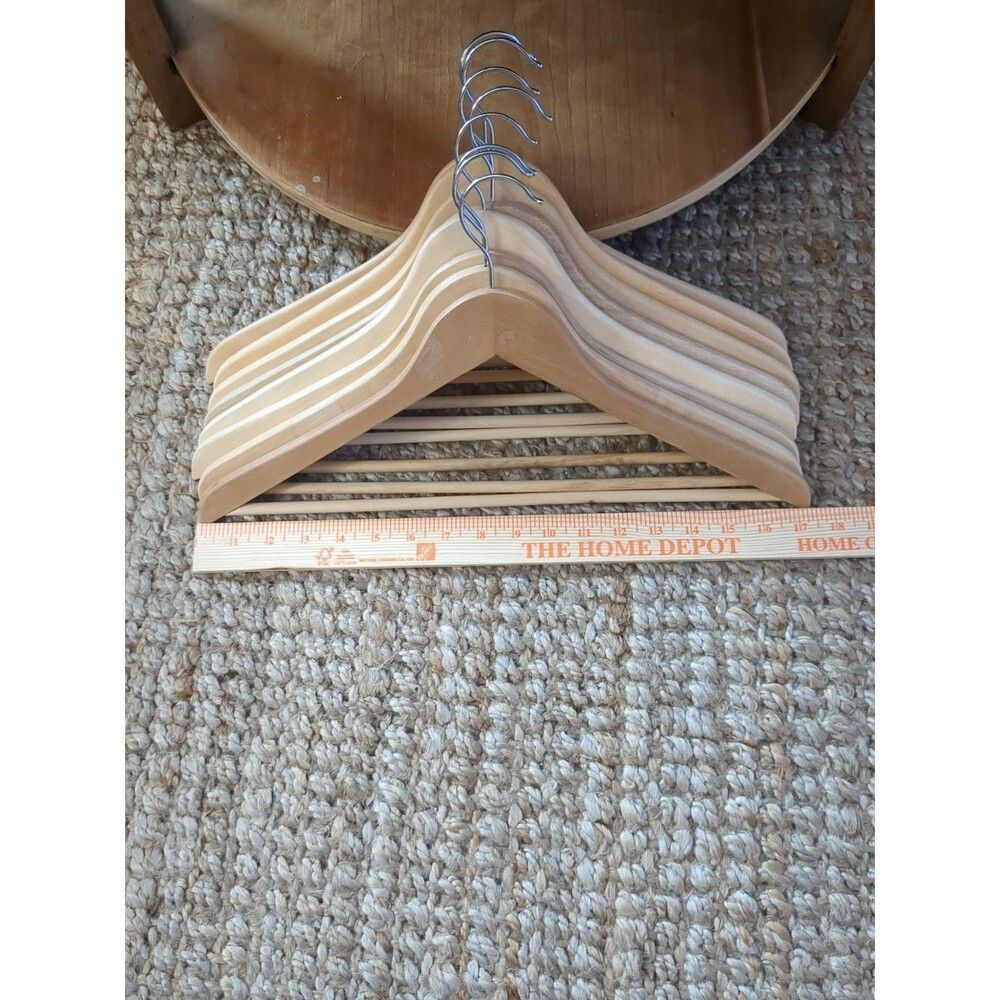 8 Wooden Hangers Natural Wood Sturdy Coats Jackets